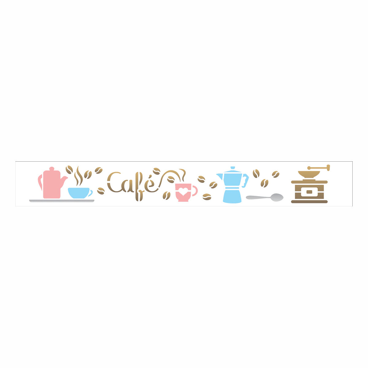 Stencil Culinária Café 4x30cm para Pintura Decorativa e Artesanato 3341 - Opa