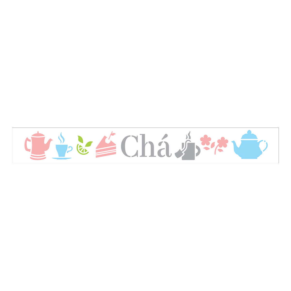 Stencil Culinária Chá 4x30cm para Pintura Decorativa e Artesanato 3342 - Opa