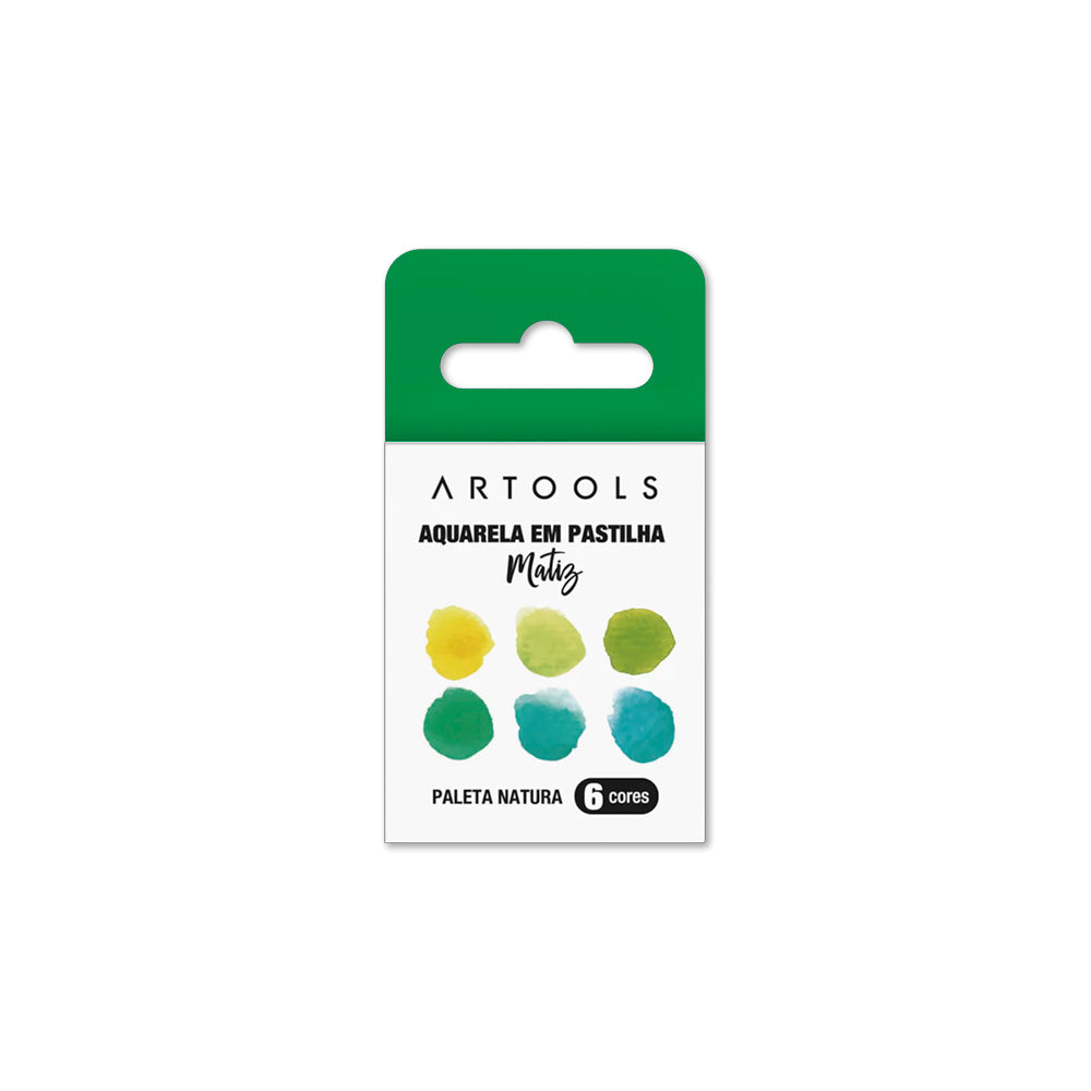 Estojo Tinta Aquarela em Pastilha Matiz com 6 Cores Natural Artools 621319  