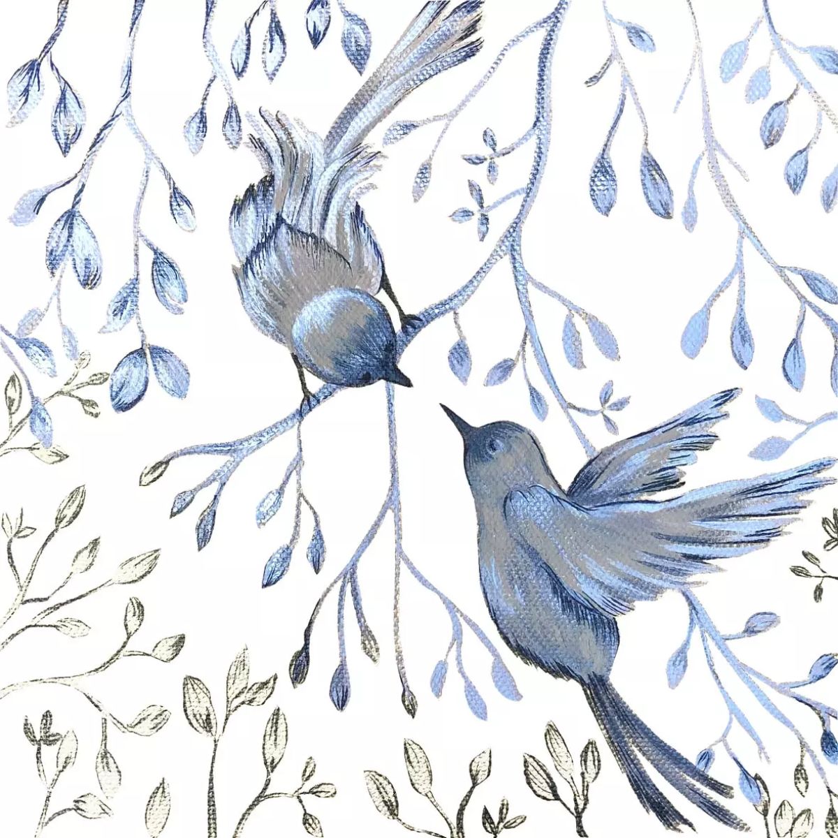Guardanapo para Decoupage Ambiente 33x33cm com 20 Unidades - Jardim Japonês Branco