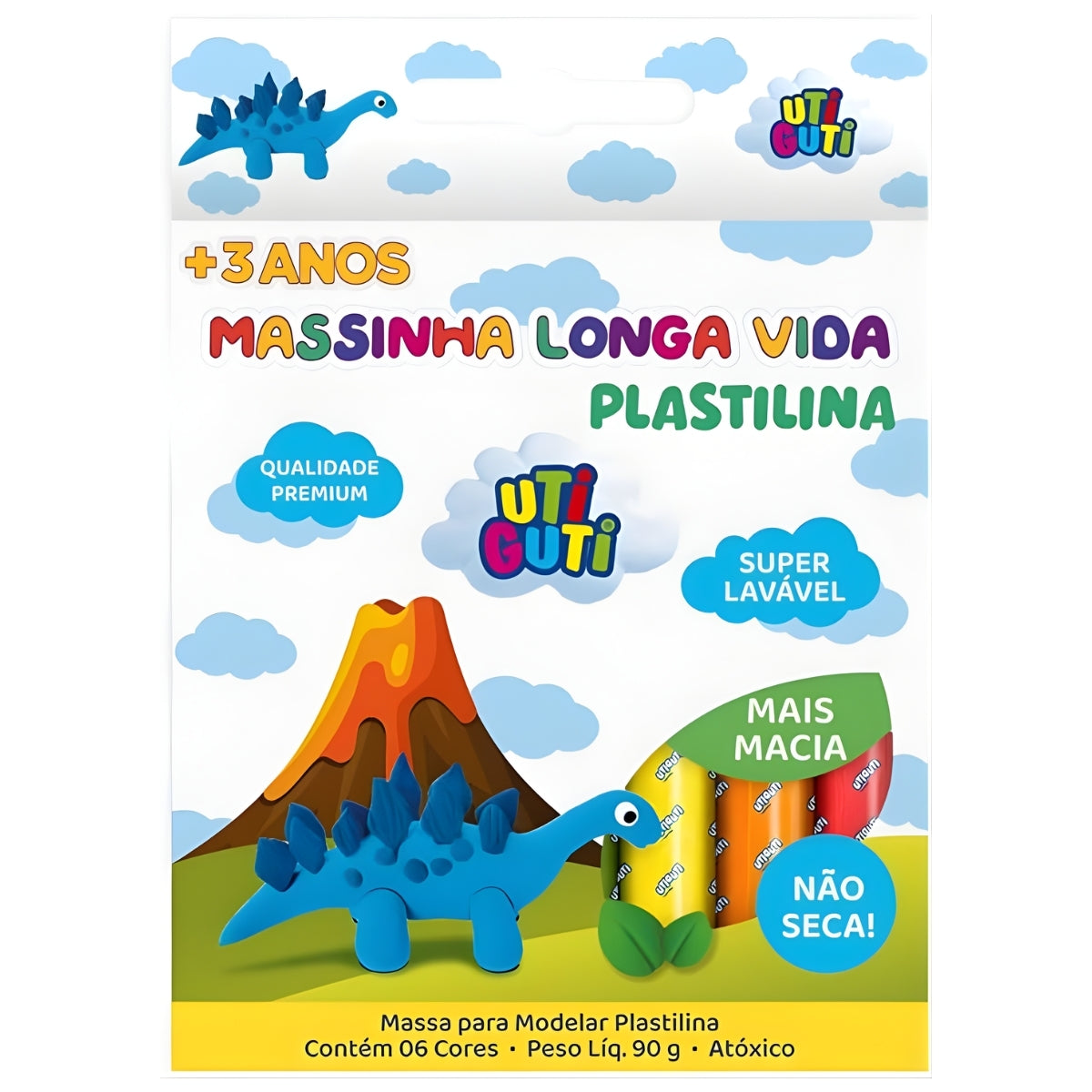 Estojo Massinha para Modelar Longa Vida 90g com 6 Cores - Utiguti