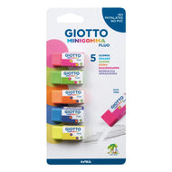 Borracha Giotto Minigomma Fluo 5 Unidades - Cores Fluorescentes F025200