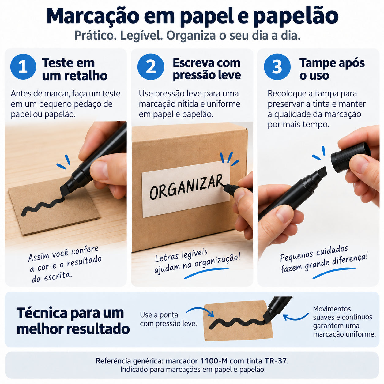 Marcador Permanente Pincel Atômico 1100-m Preto Recarregável para Marcações em Papéis Lisos - Pilot