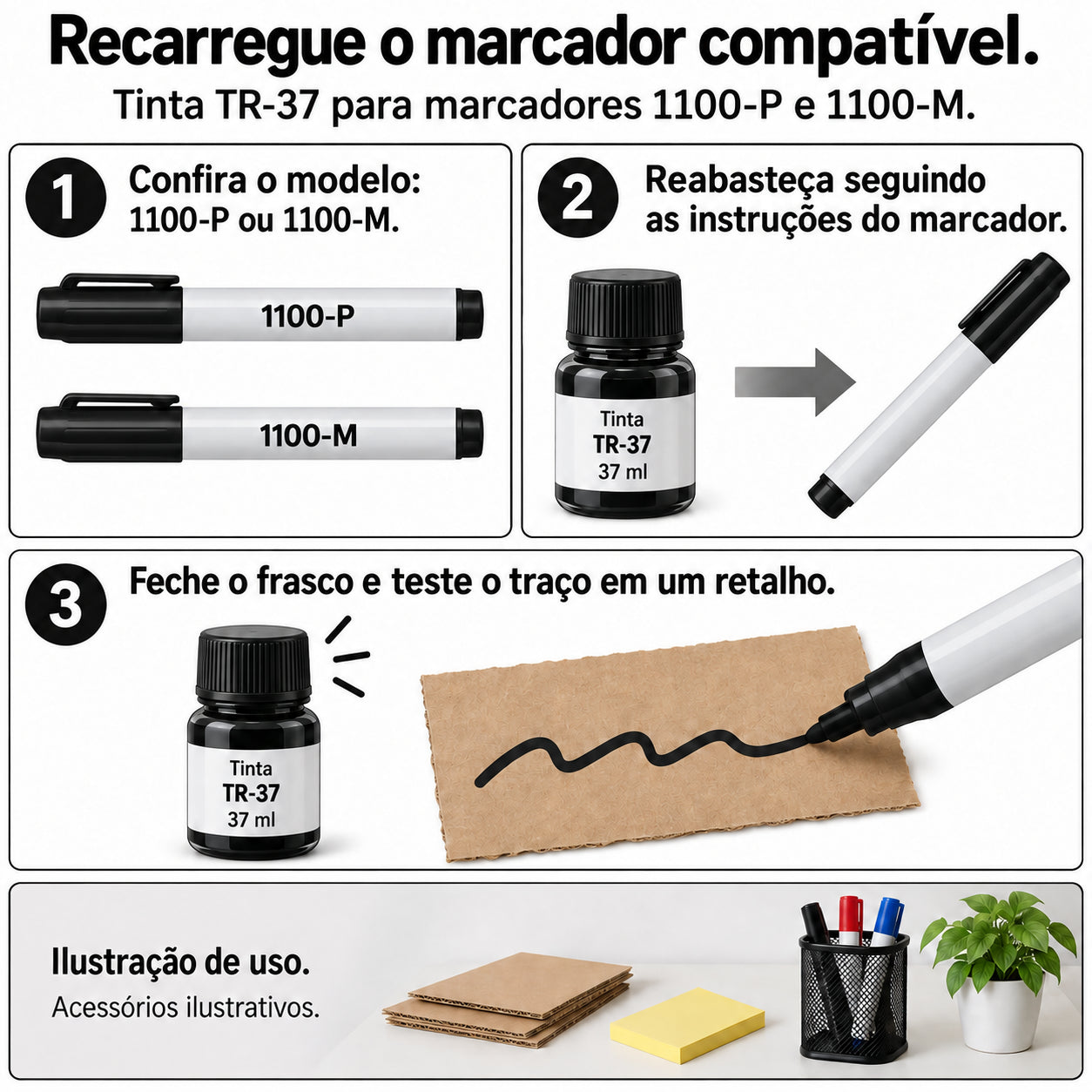 Tinta de Recarga Tr 37 Preta 37ml para Pincel Atômico 1100-p e 1100-m - Pilot