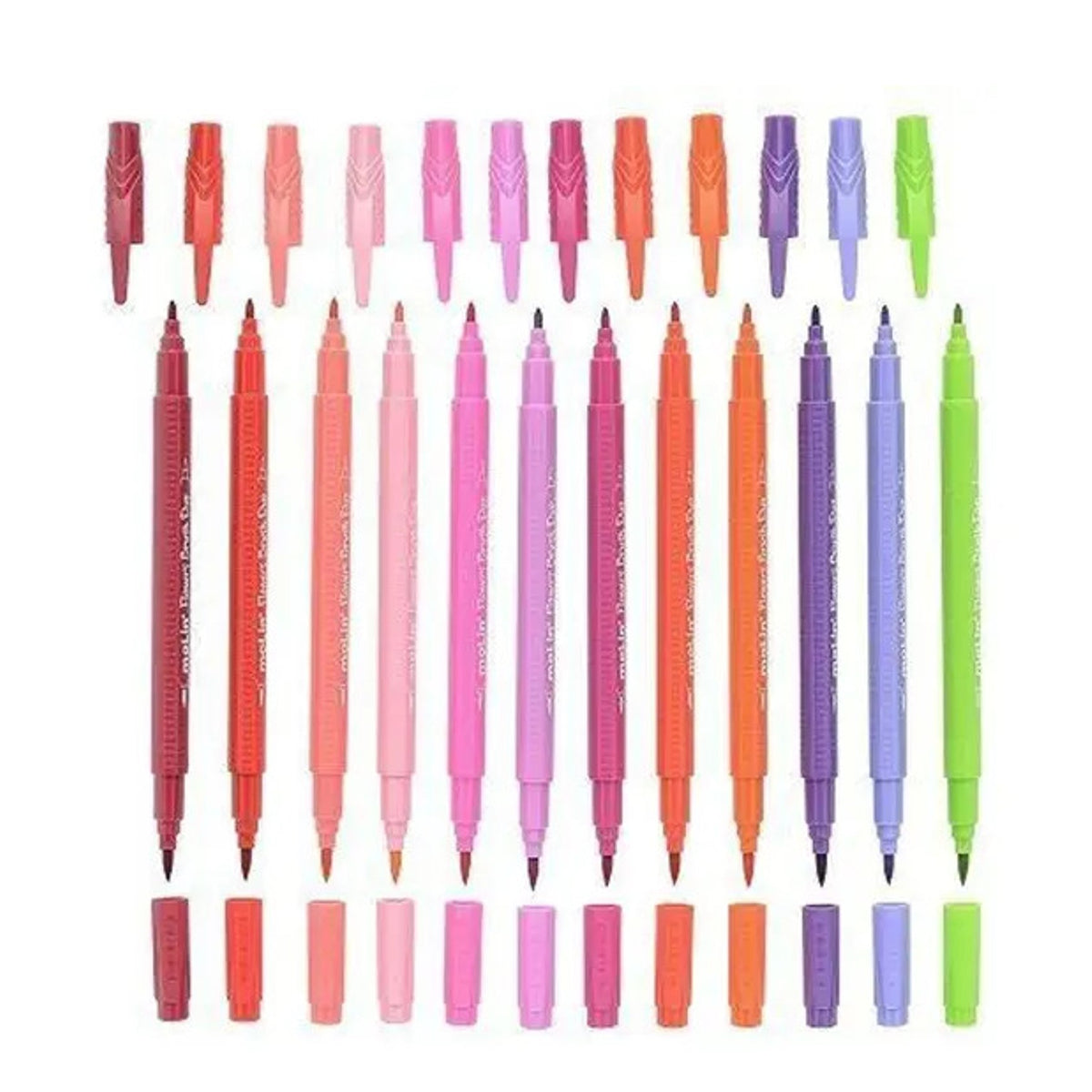 Caneta Brush Duo Flowers Estojo com 12 Cores - Molin