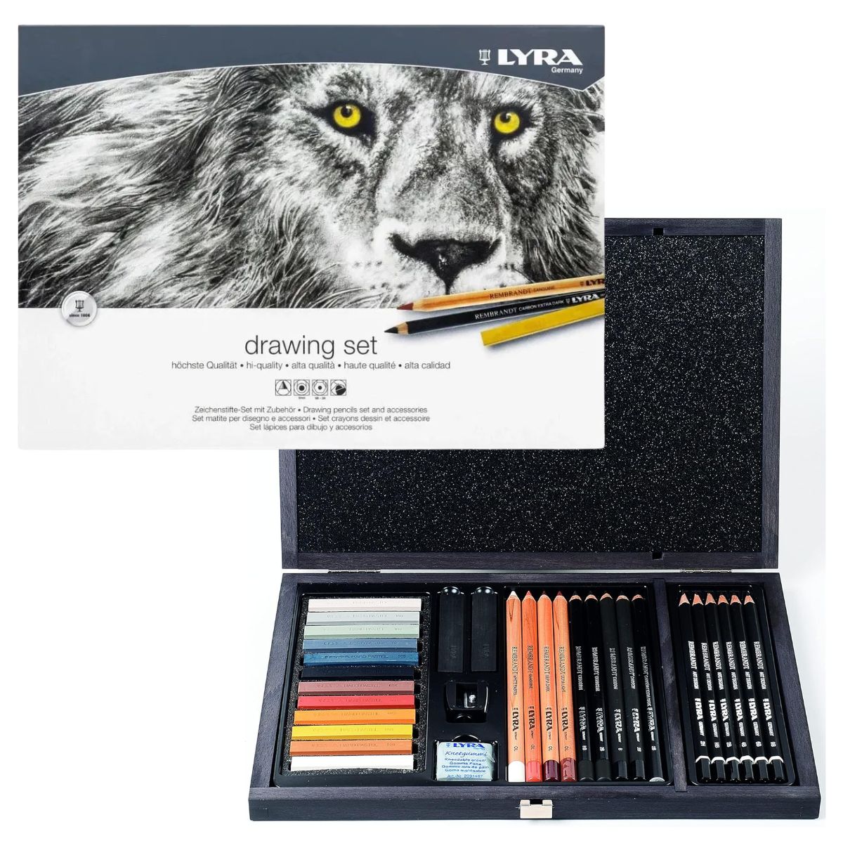 Estojo Madeira Lyra Rembrandt Desenho e Esboço Monocromático 31 Peças
