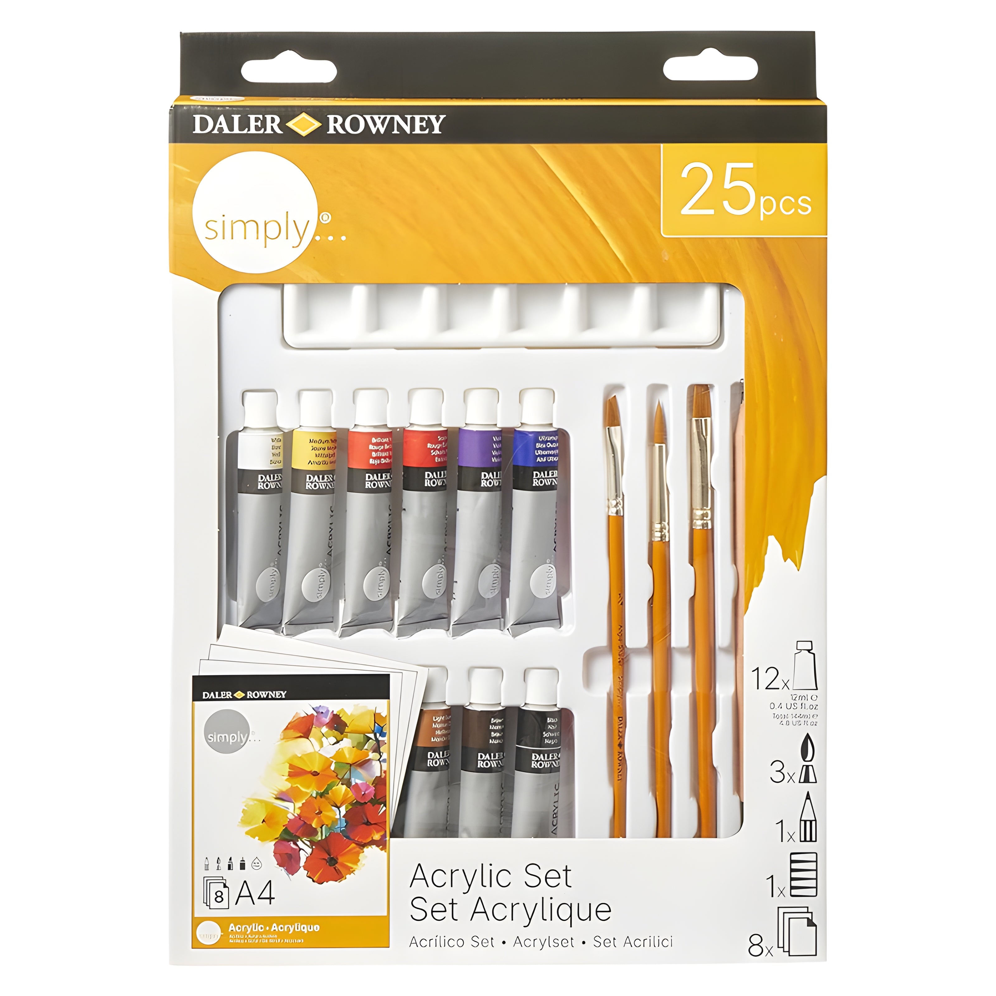Kit de Tinta Acrílica Daler & Rowney Simply com 25 Unidades