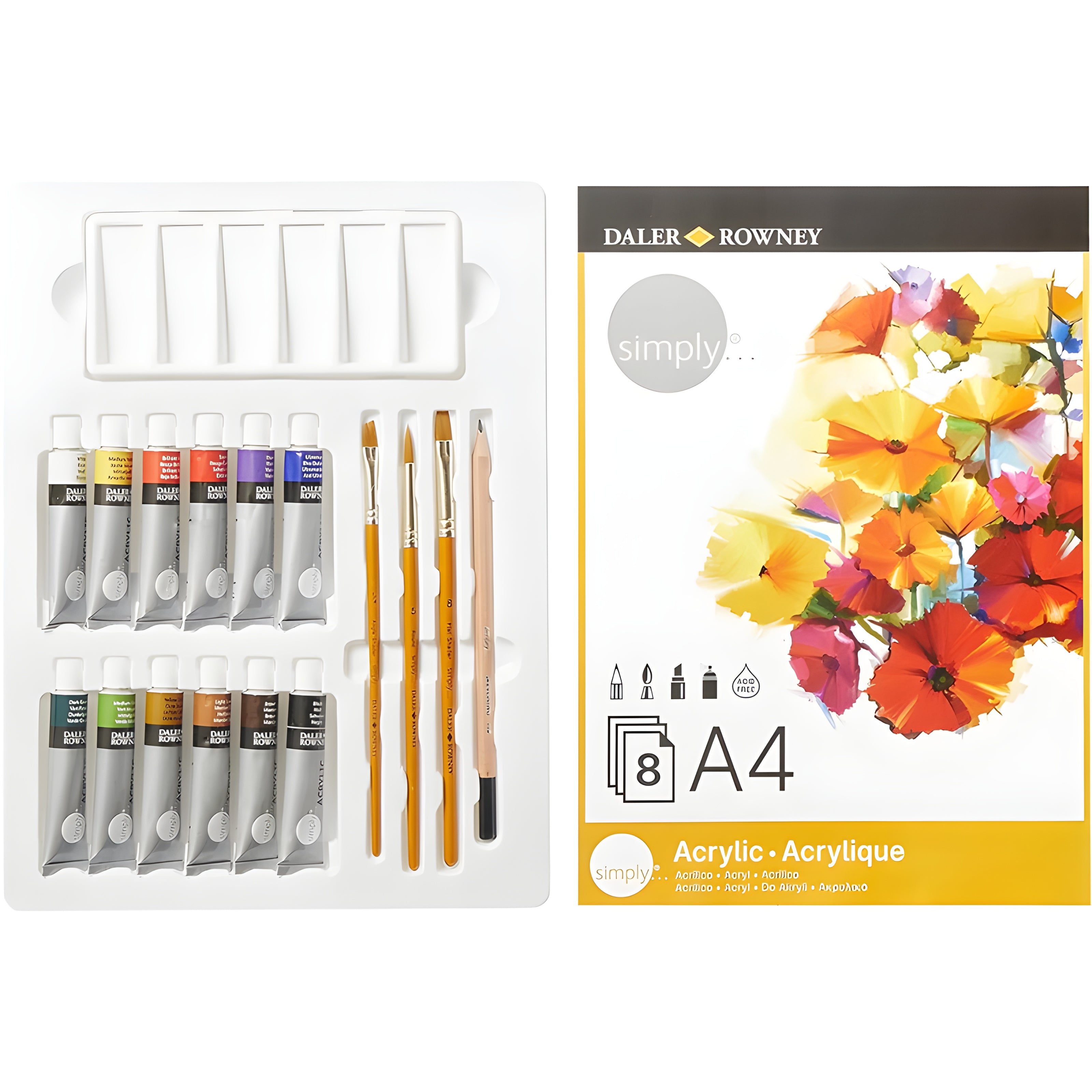 Kit de Tinta Acrílica Daler & Rowney Simply com 25 Unidades