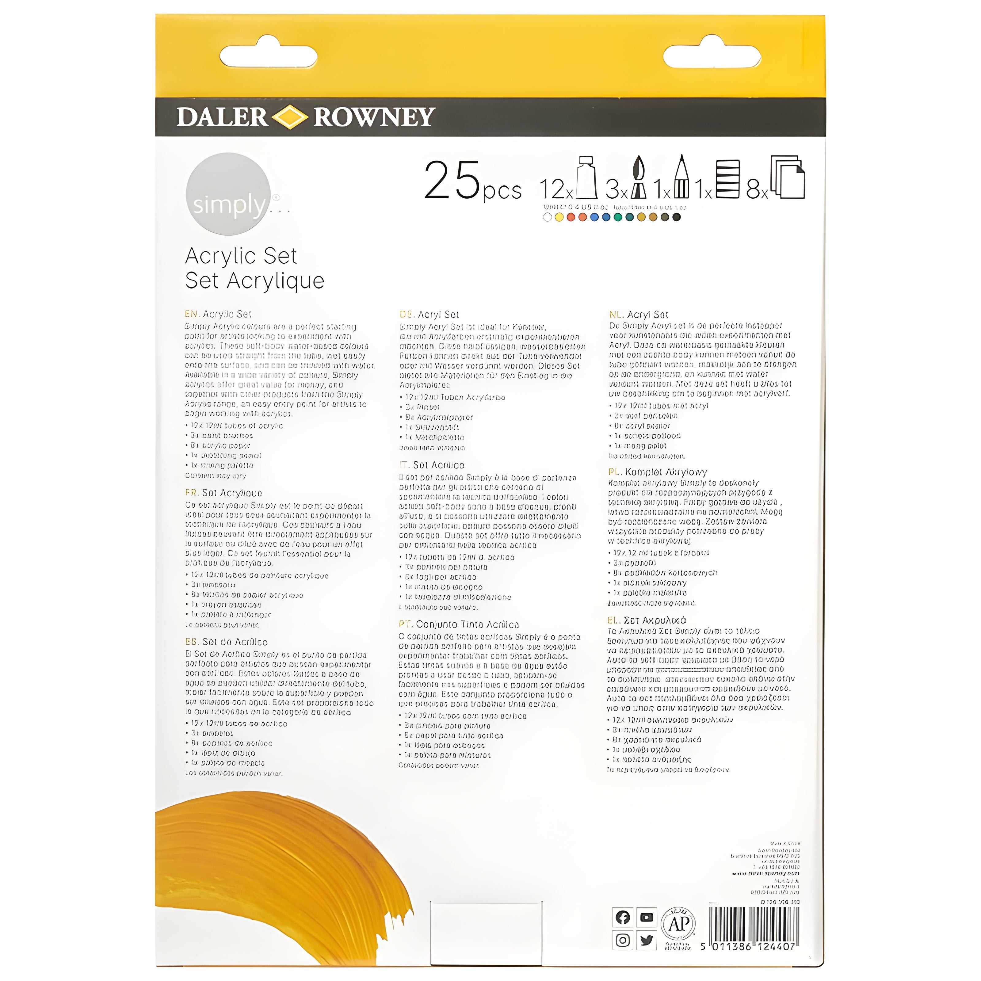 Kit de Tinta Acrílica Daler & Rowney Simply com 25 Unidades