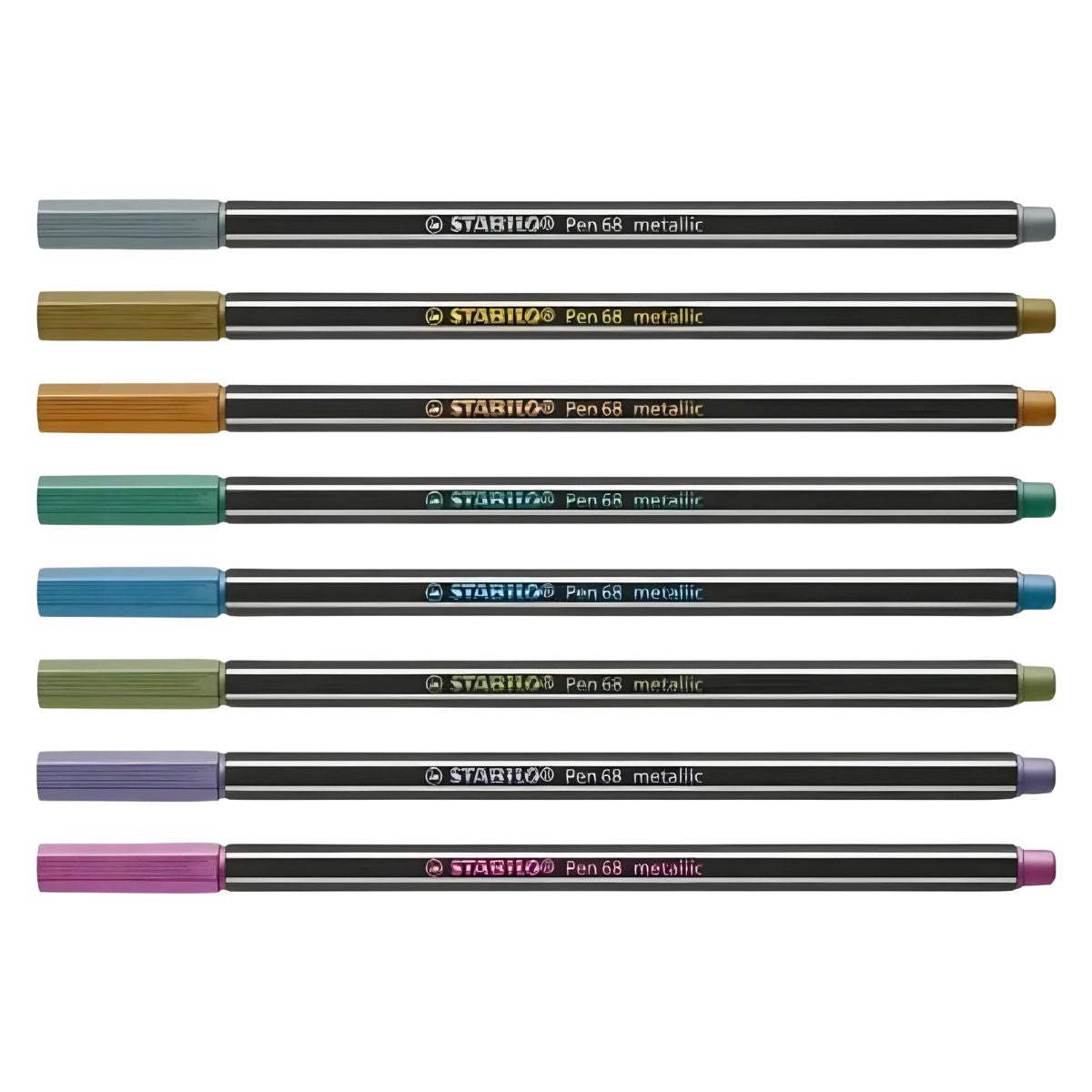 Estojo de Caneta Multiuso Pen 68 Aquarelável Stabilo 1.4Mm com 08 Cores Metallic
