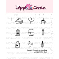 Cartela de Carimbos Ícones do Dia a Dia 2 em Fotopolímero para Artesanato e Scrapbook - Lilipop