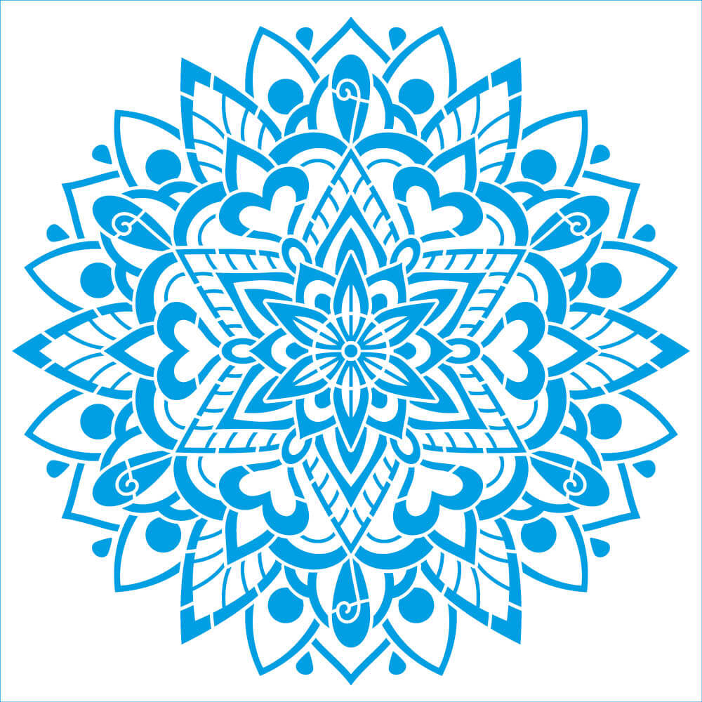 Stencil - Mandala Corações 20x20cm para Pintura Decorativa e Artesanato Stxx-265 - Litoarte