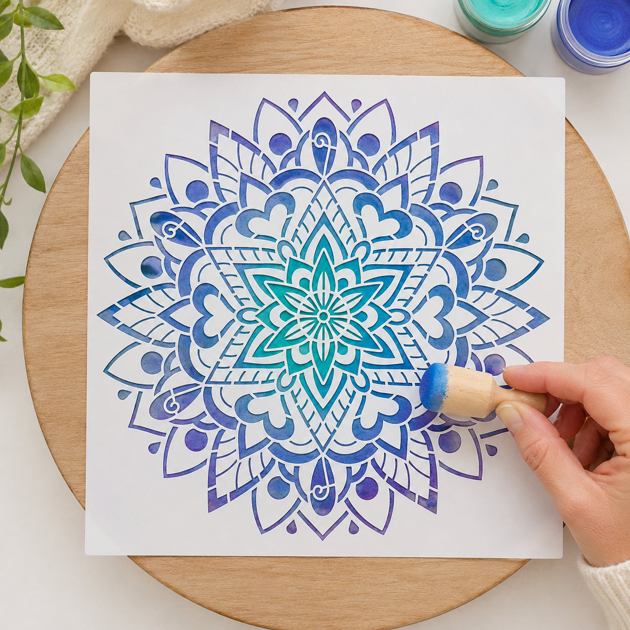 Stencil - Mandala Corações 20x20cm para Pintura Decorativa e Artesanato Stxx-265 - Litoarte