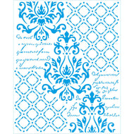 Stencil Retangular Coleção Memorias Vintage Arabescos e Textos 20x25cm para Pintura Decorativa e Artesanato Str-252 - Litoarte