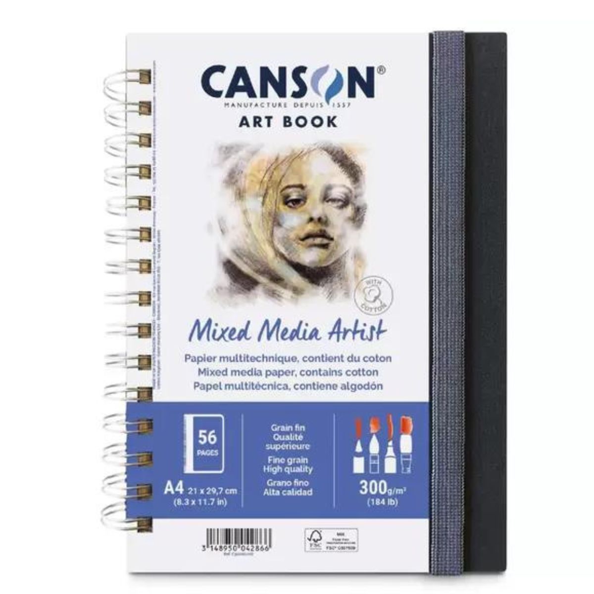 Caderno Aquarela ArtBook Canson Espiral Mixed Media 28 Folhas A5 300g C31200L005