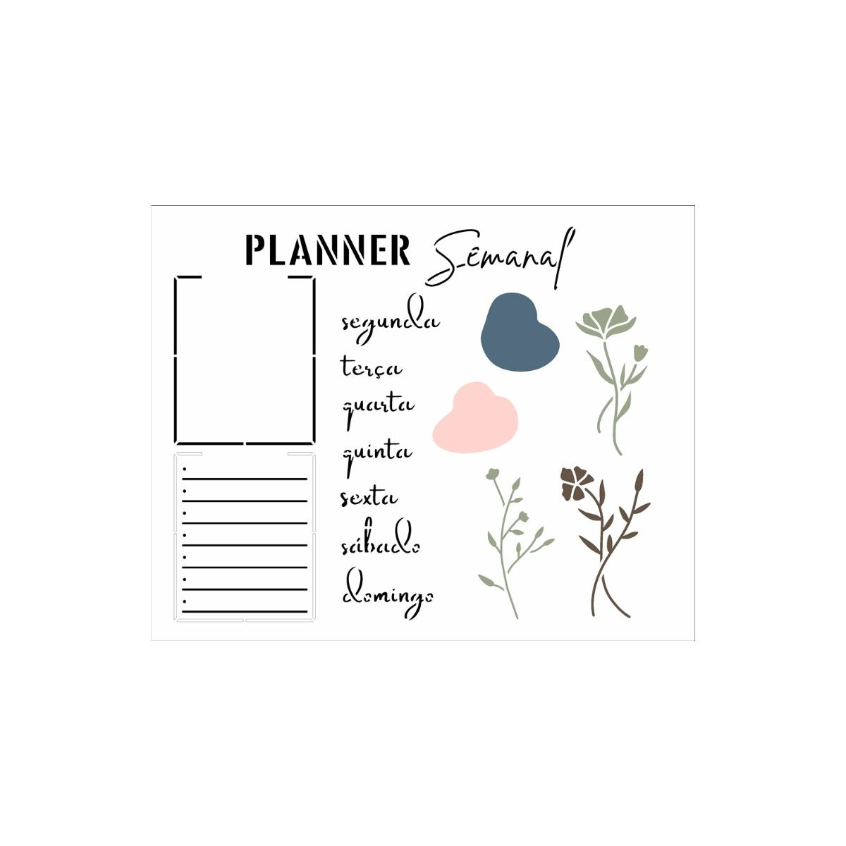 Stencil Opa 20x25cm - Planner Semanal Orgânico - 3399
