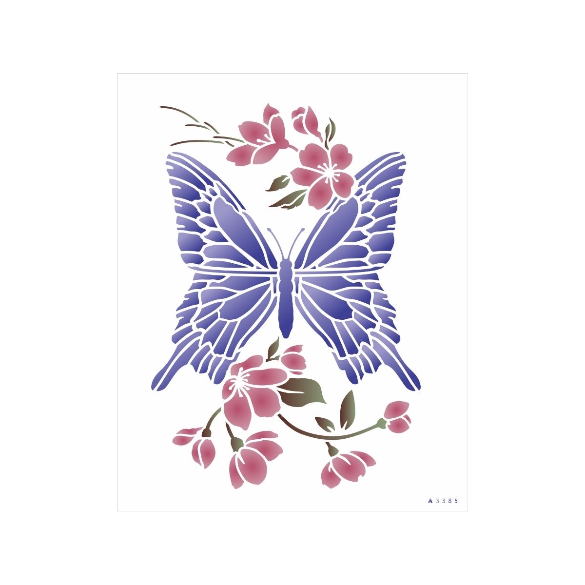 Stencil Opa 20x25cm - Borboleta e Cerejeiras - 3385