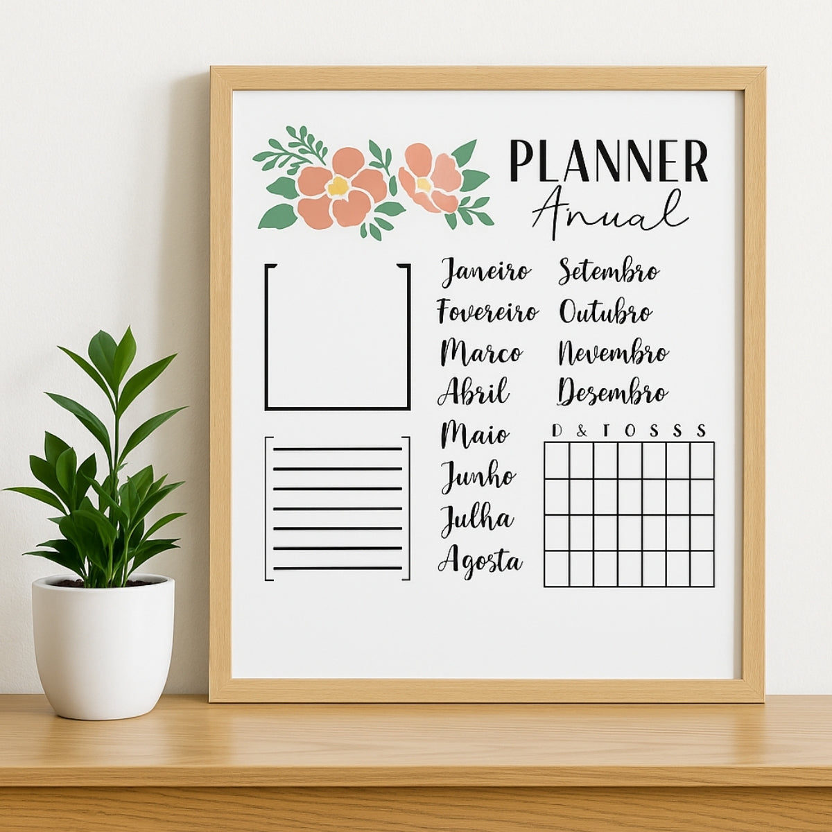 Stencil Opa 20x25cm - Planner Anual Flores - 3398