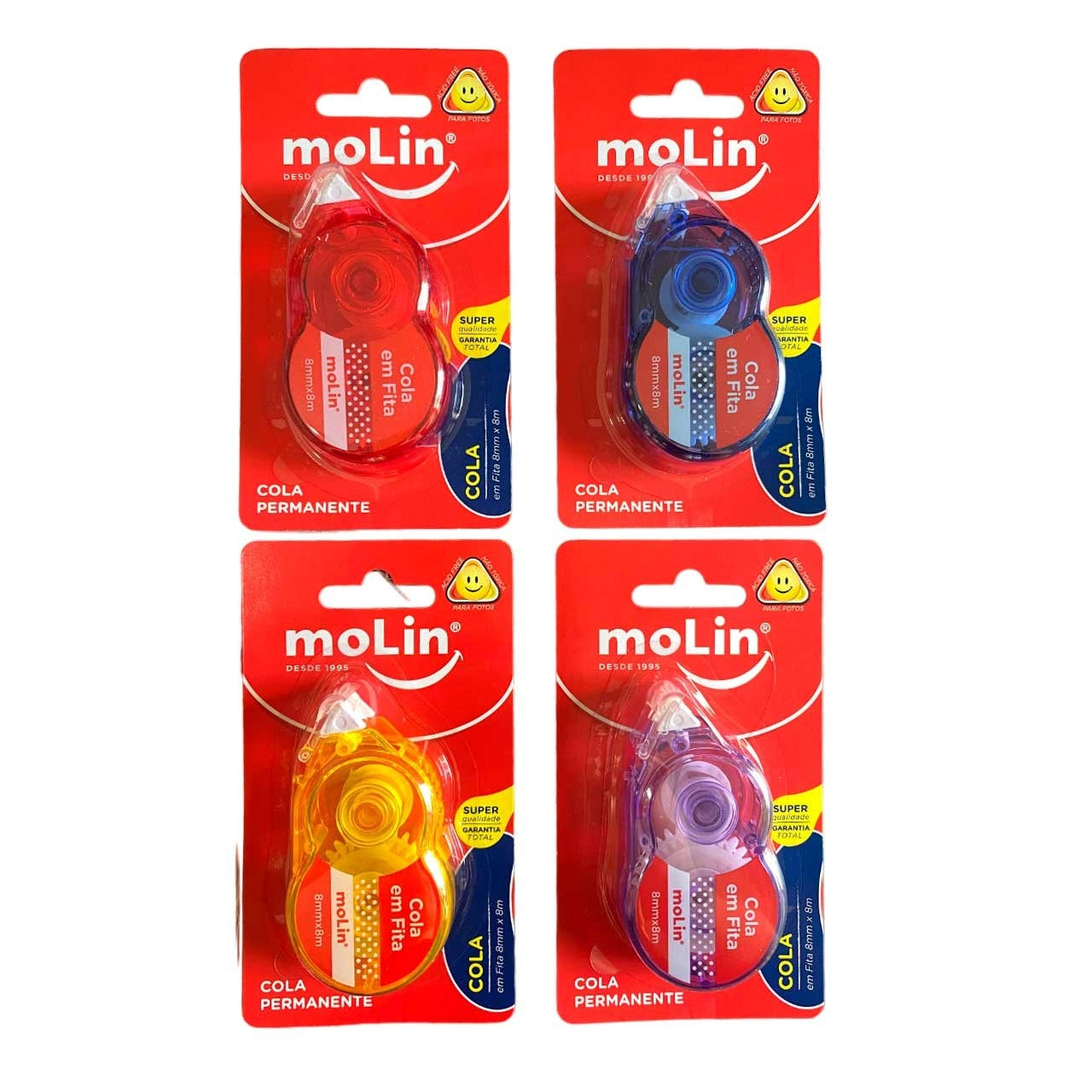 Cola em Fita Cores Pastel 0,8cm X 8m Unidade - Molin