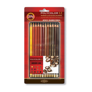 Estojo Metal Lápis de Cor Polycolor Tons Marrons 12 Cores - Koh-i-noor - 3822m