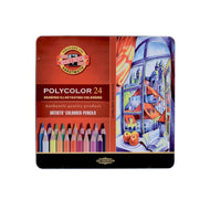Estojo Metal Lápis de Cor Polycolor Paisagem 24 Cores - Koh-i-noor - 3824
