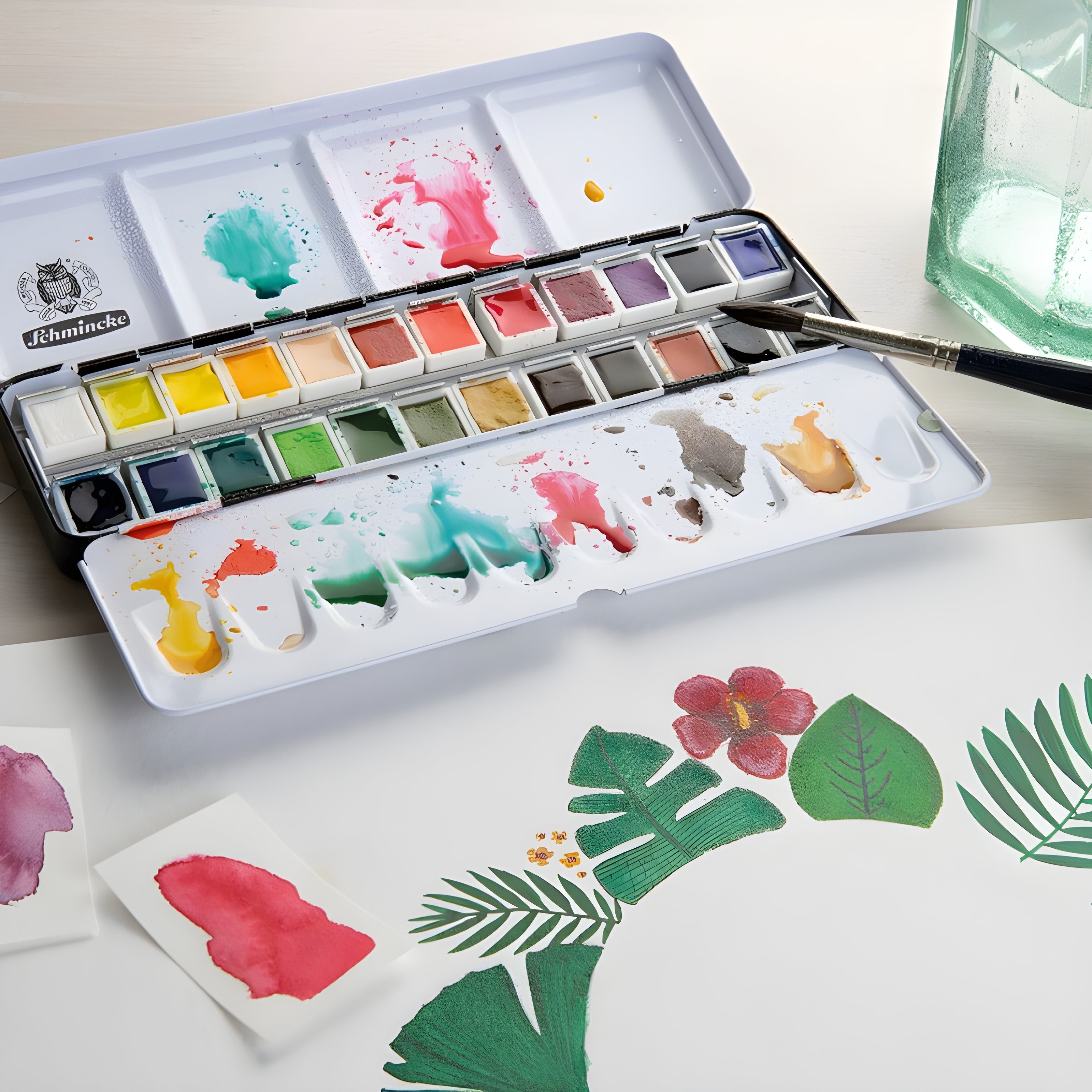 Estojo Tinta Aquarela Schmincke Meia Pastilha Hahnemühle 9 Cores