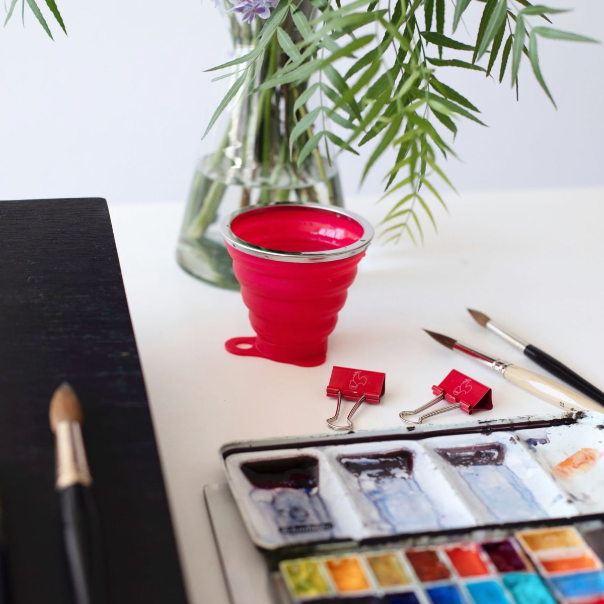 Copo Colapsável Silicone com Tampa Hahnemühle 270ml Vermelho