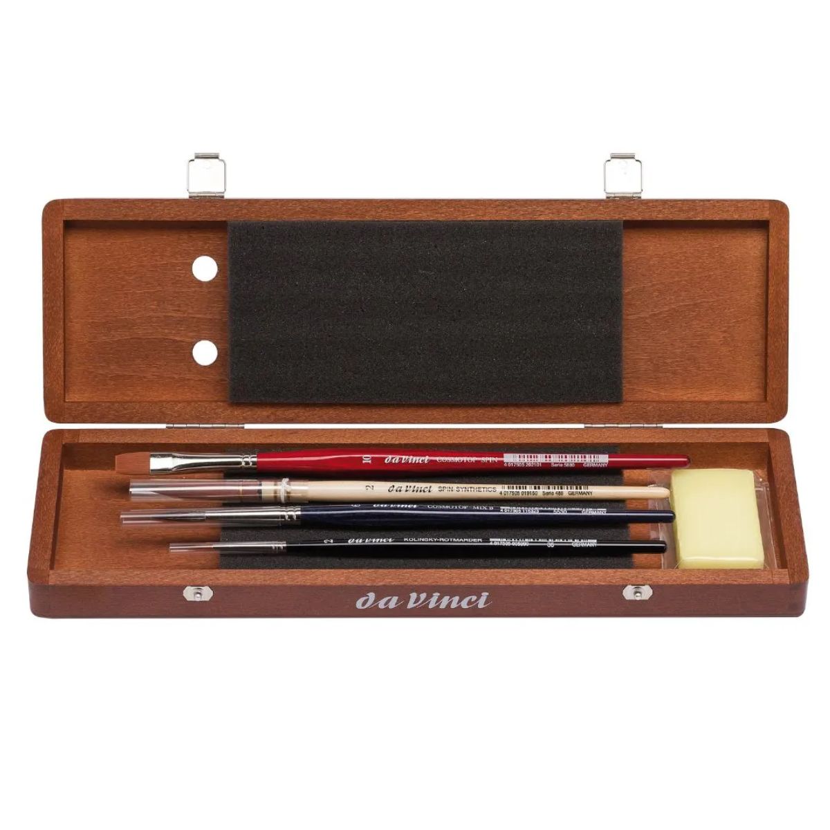 Estojo Madeira da Vinci Pinceis Aquarela com 4 Unidades + Sabão 