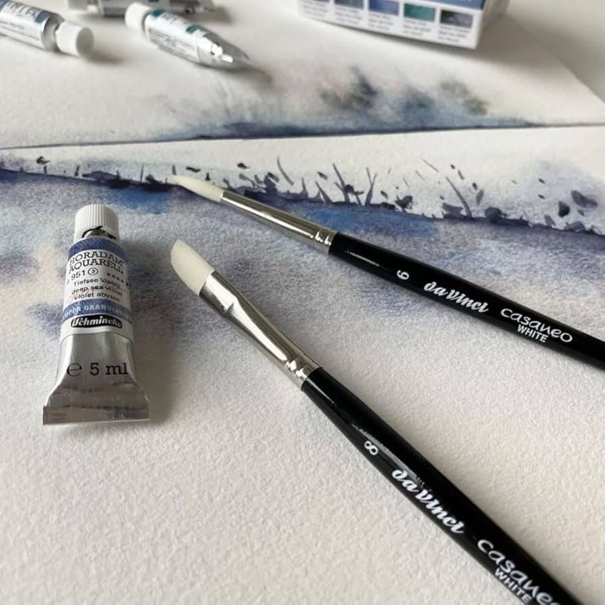 Kit Pincel da Vinci Casaneo White Série 5391 com 2 Unidades - Tamanhos 6 e 8