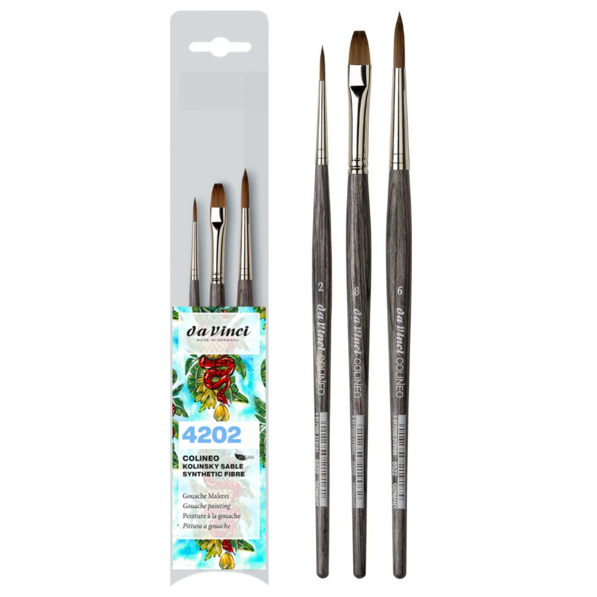 Kit Pincel da Vinci Colineo 4202 para Gouache 3 Unidades - Séries 5522 e 5822