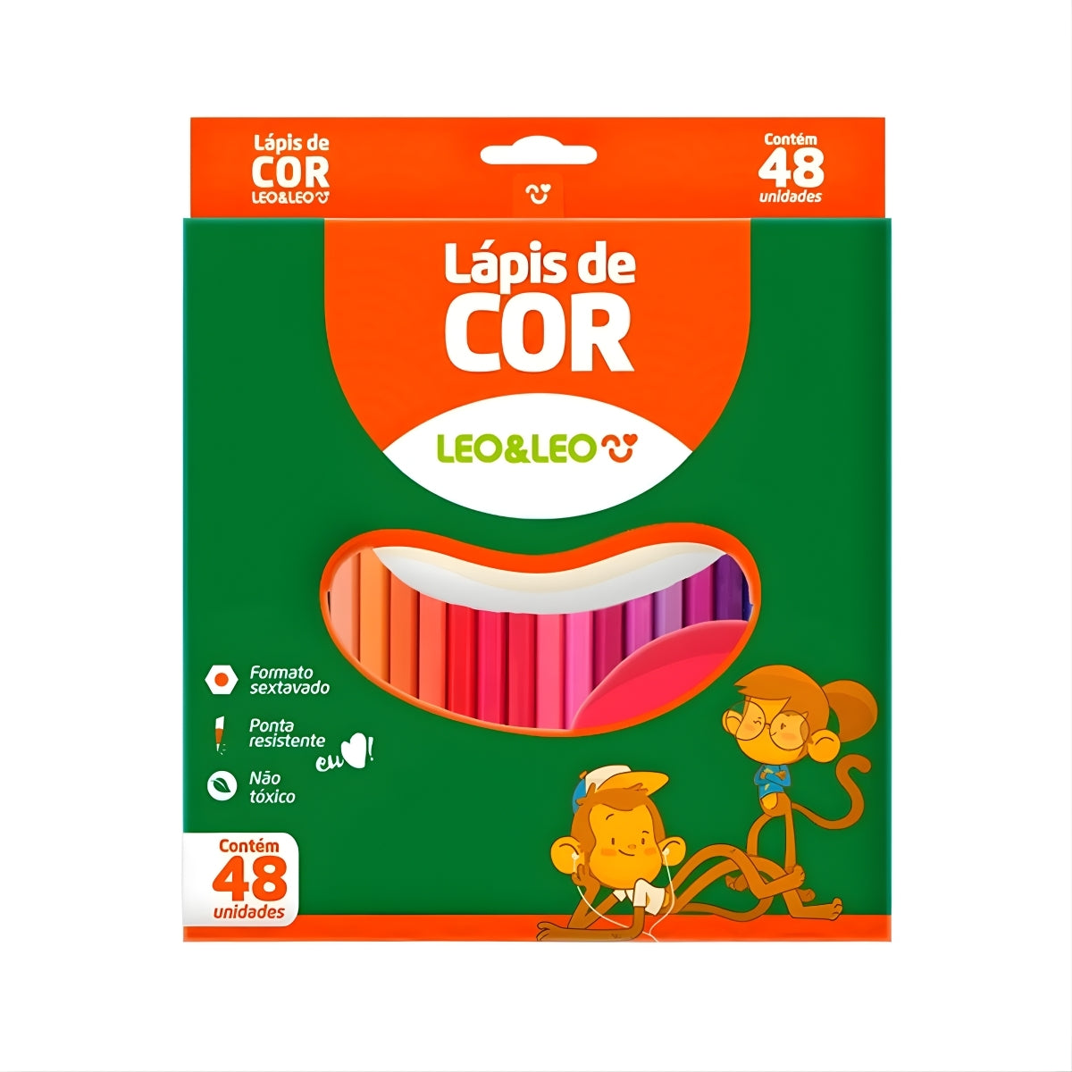 Estojo Lápis de Cor Resina Sextavado com 48 Cores - Leo & Leo 72105