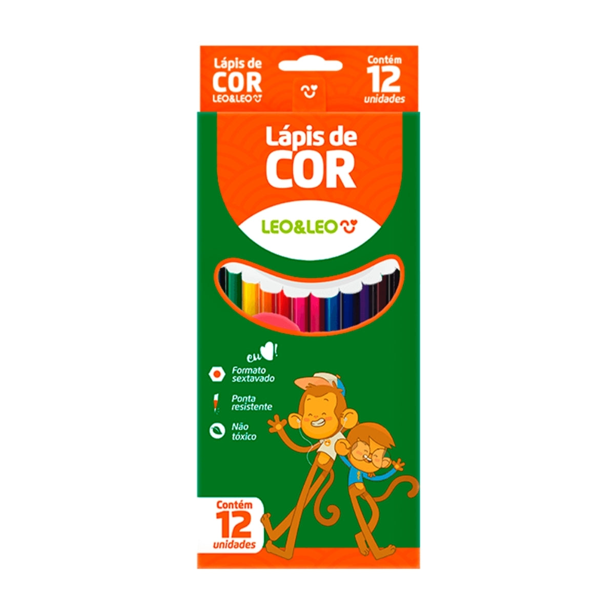Estojo Lápis de Cor Resina Sextavado Flex com 12 Cores - Leo & Leo 4527