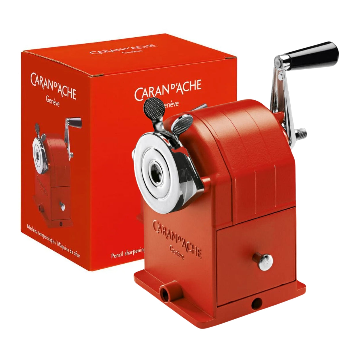 Apontador de Mesa Manivela Metal Caran D'ache Vermelho