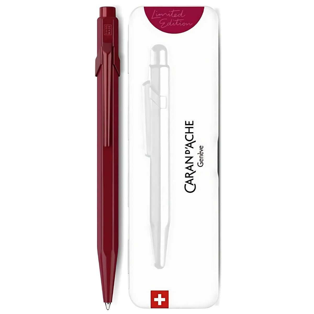 Caneta Esferográfica 849 Caran D'ache Claim Your Style com Estojo de Lata  - Garnet Red