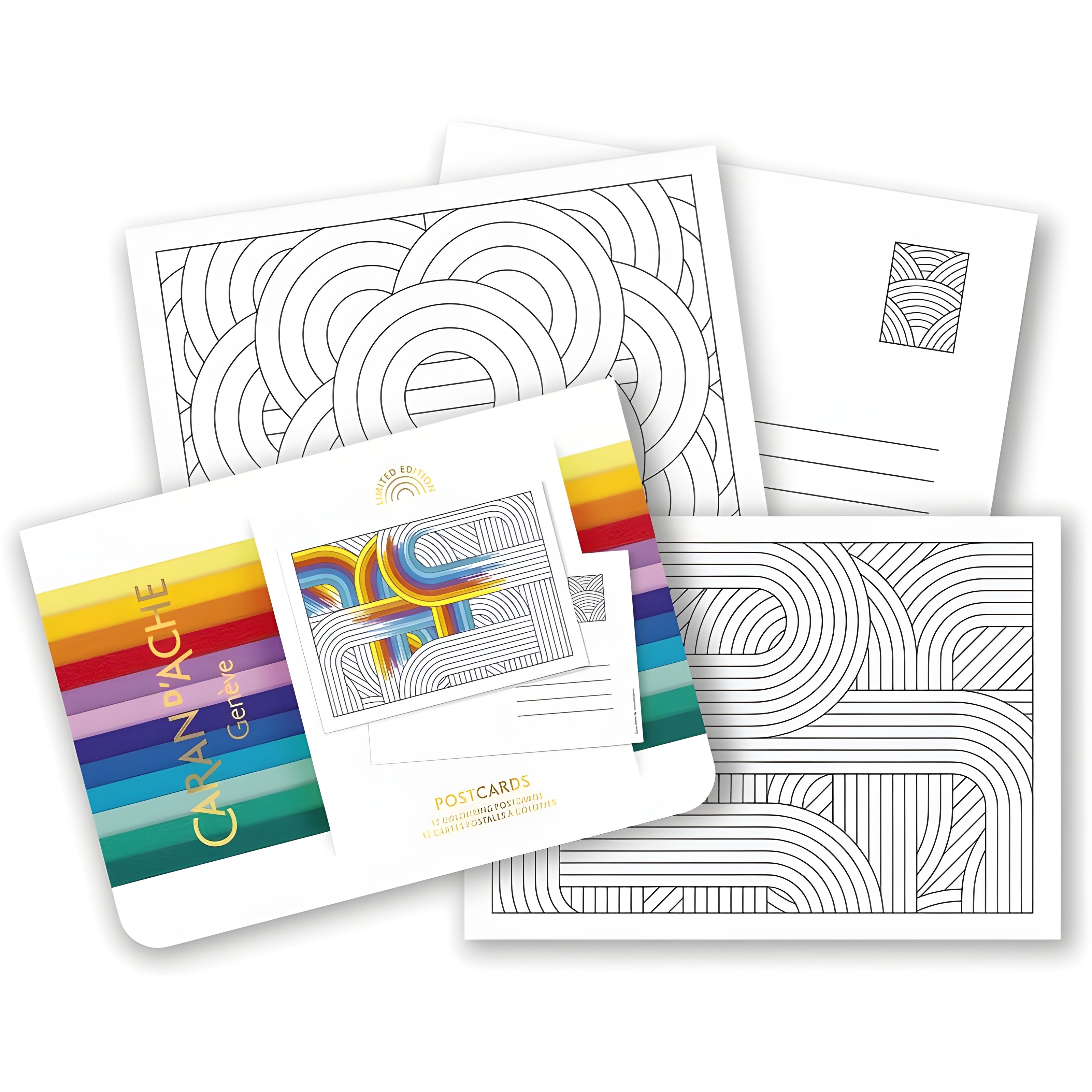 Cartões Postais Caran D'ache Rainbow para Colorir