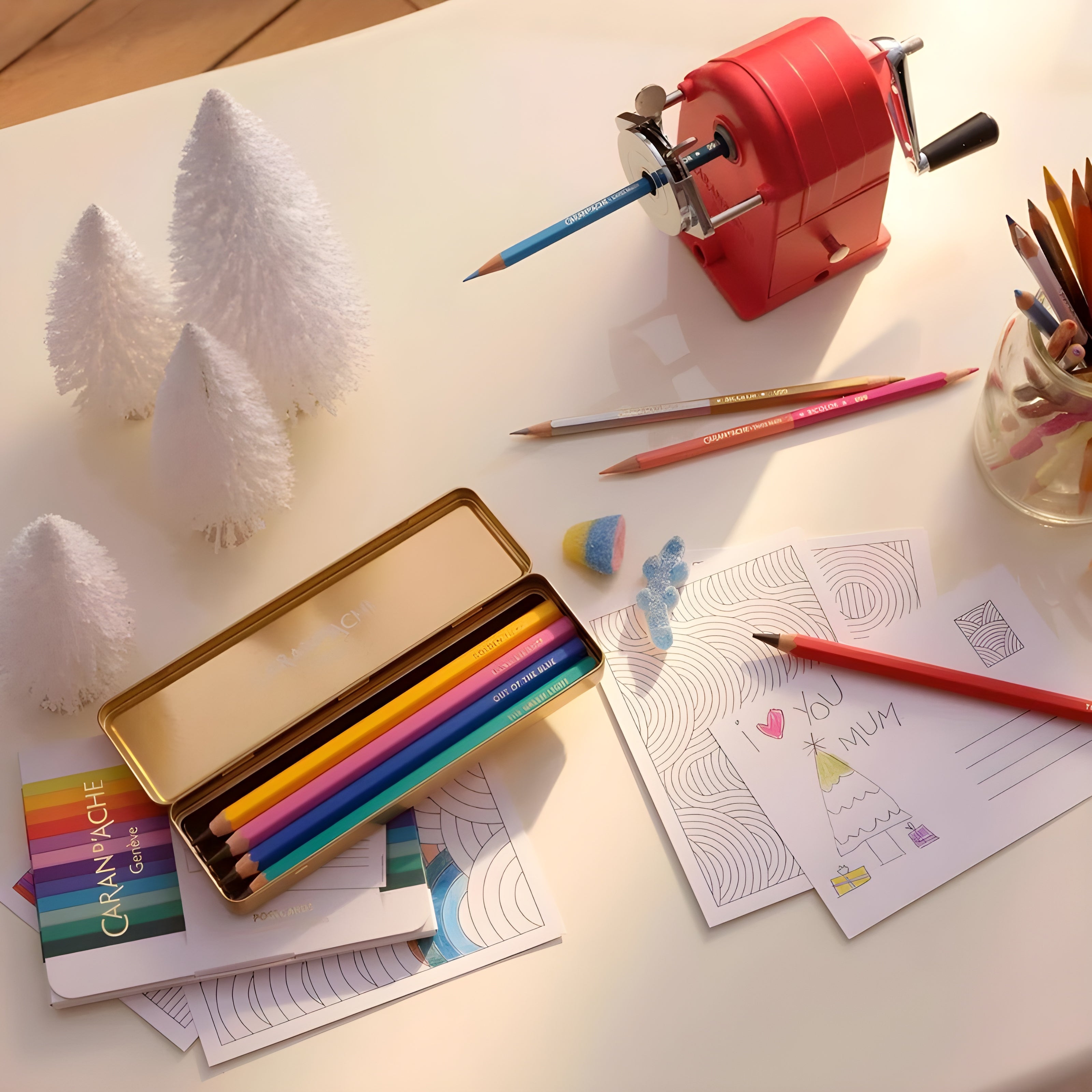 Cartões Postais Caran D'ache Rainbow para Colorir