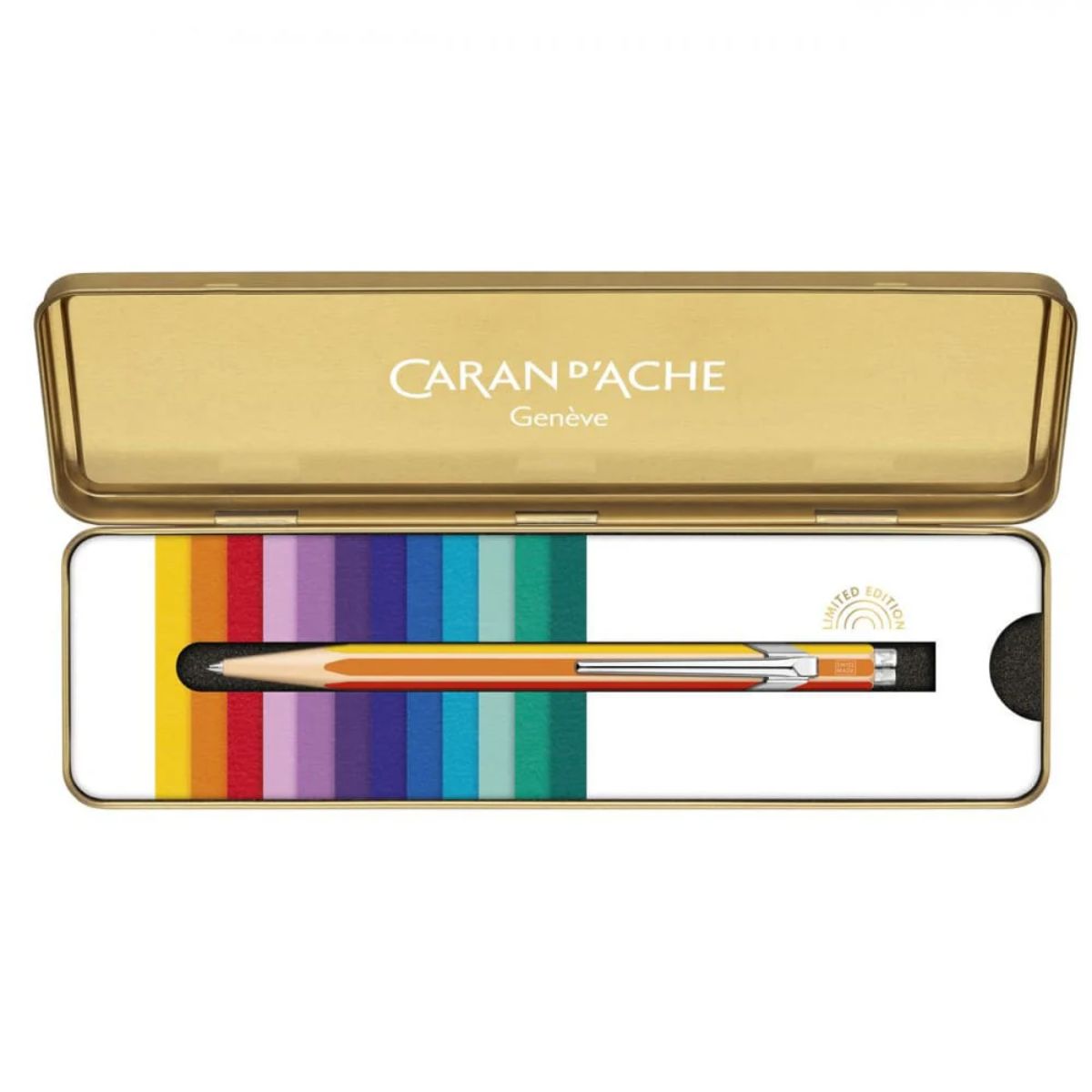 Caneta Esferográfica 849 Caran D'ache Warm Rainbow com Estojo de Lata