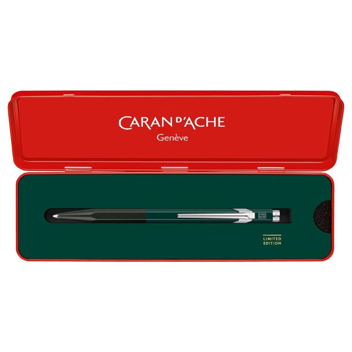 Caneta Esferográfica 849 Caran D'ache Wonder Forest Green com Estojo de Lata
