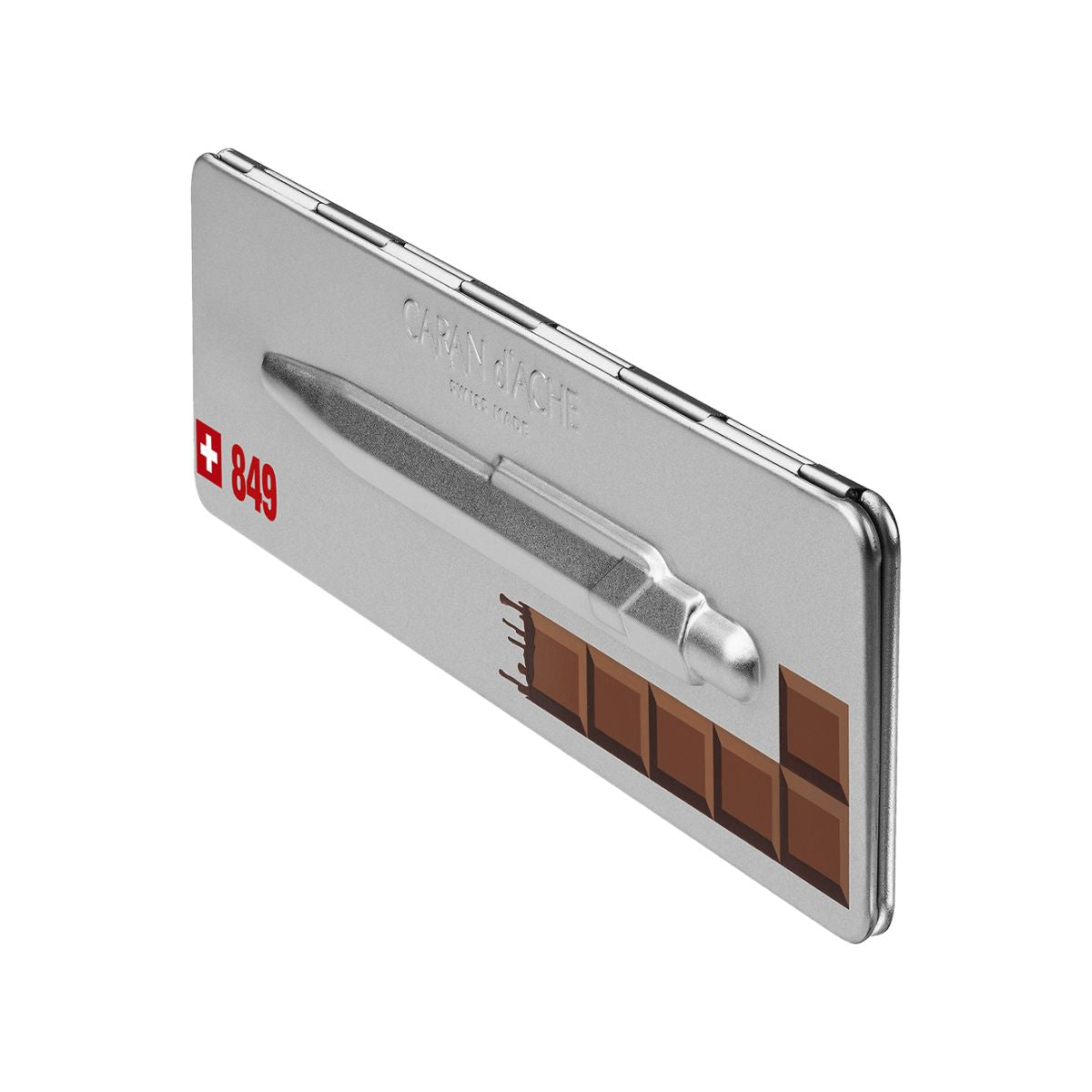 Caneta Esferográfica 849 Caran D'ache Popline com Estojo de Lata Chocolate