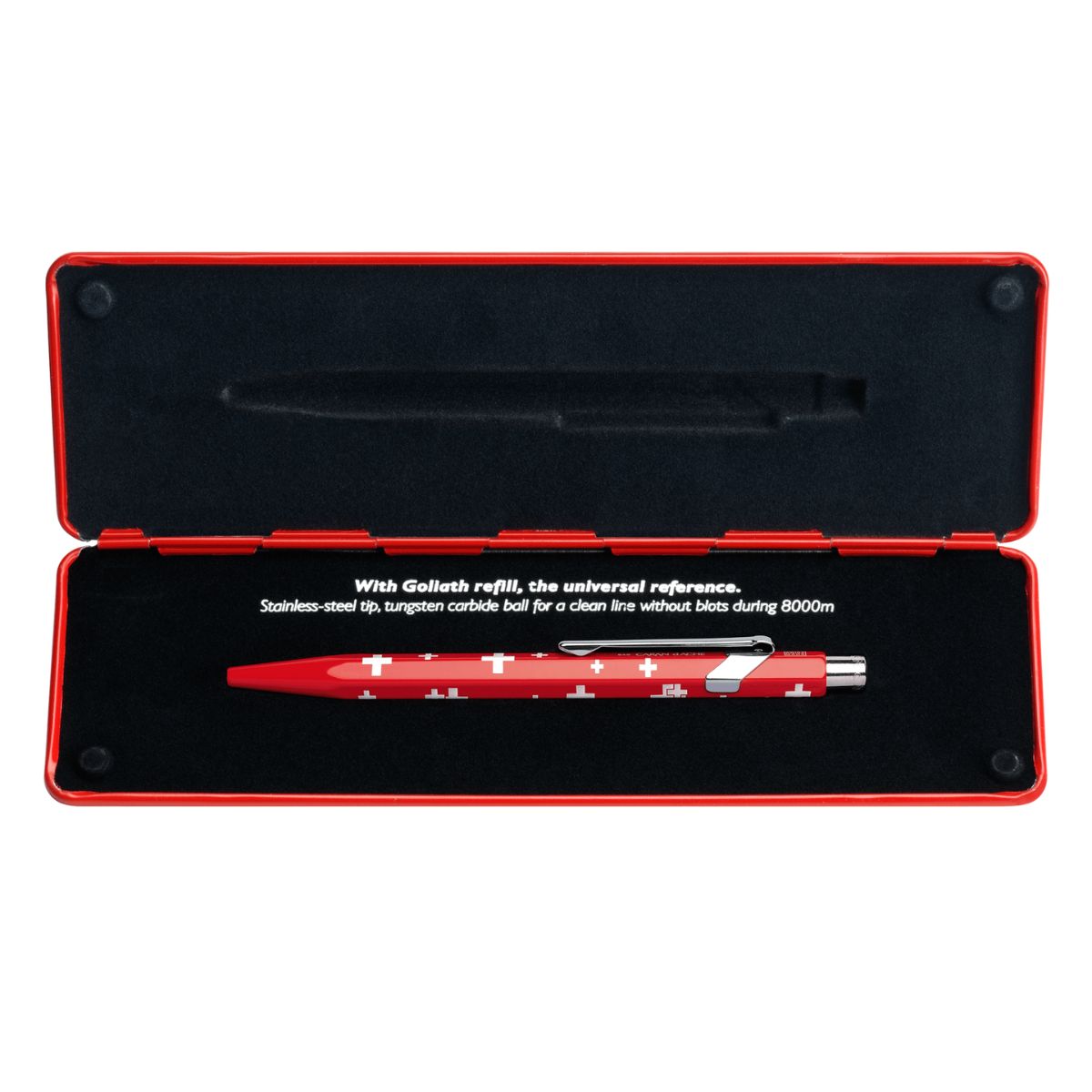 Caneta Esferográfica 849 Caran D'ache Popline com Estojo de Lata Totally Swiss