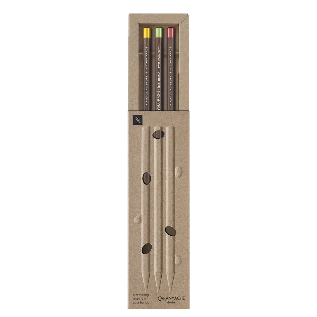 Estojo Lápis de Cor Nespresso Caran D'ache Swiss Wood com 3 Cores