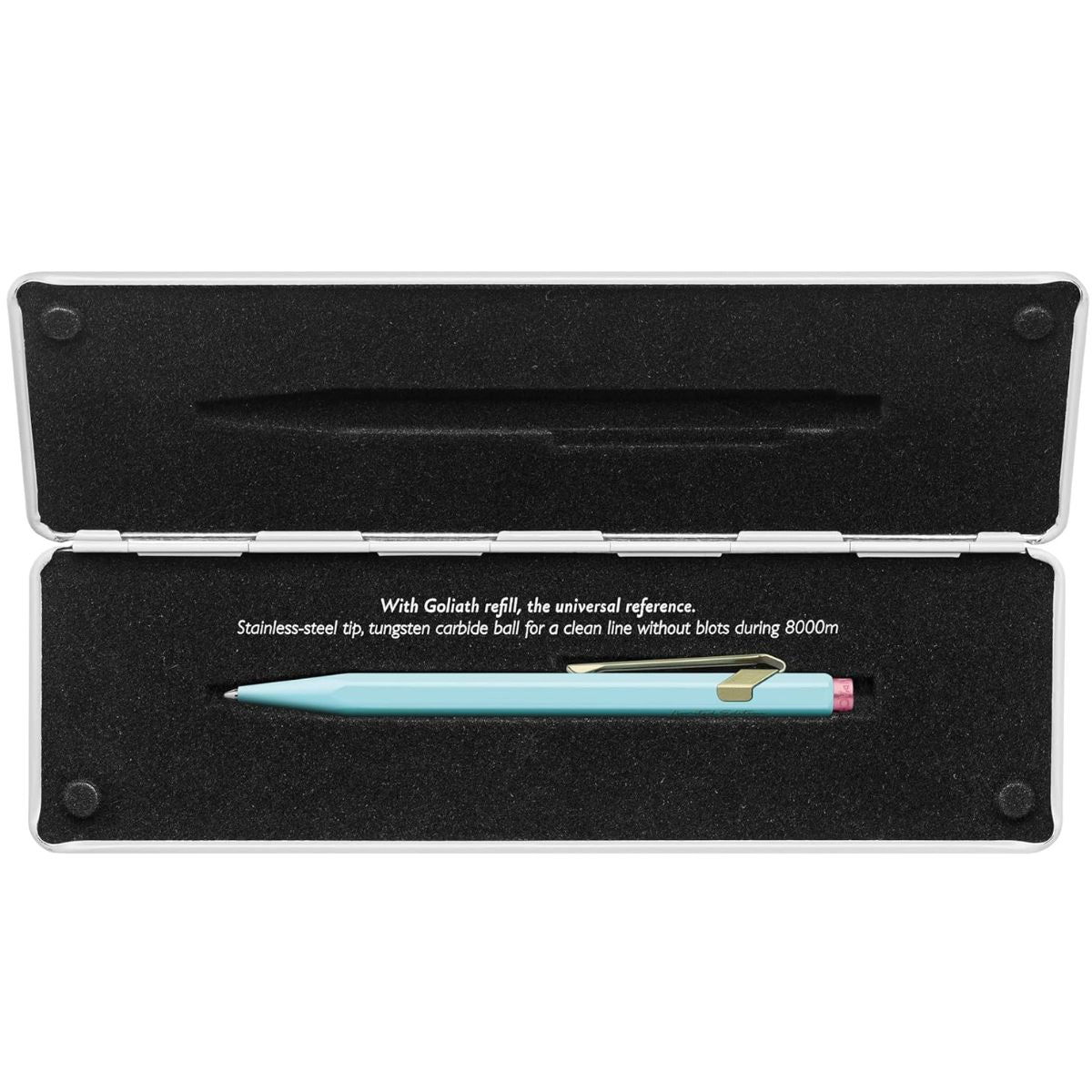 Caneta Esferográfica 849 Caran D'ache Claim Your Style com Estojo de Lata  - Azul Pastel