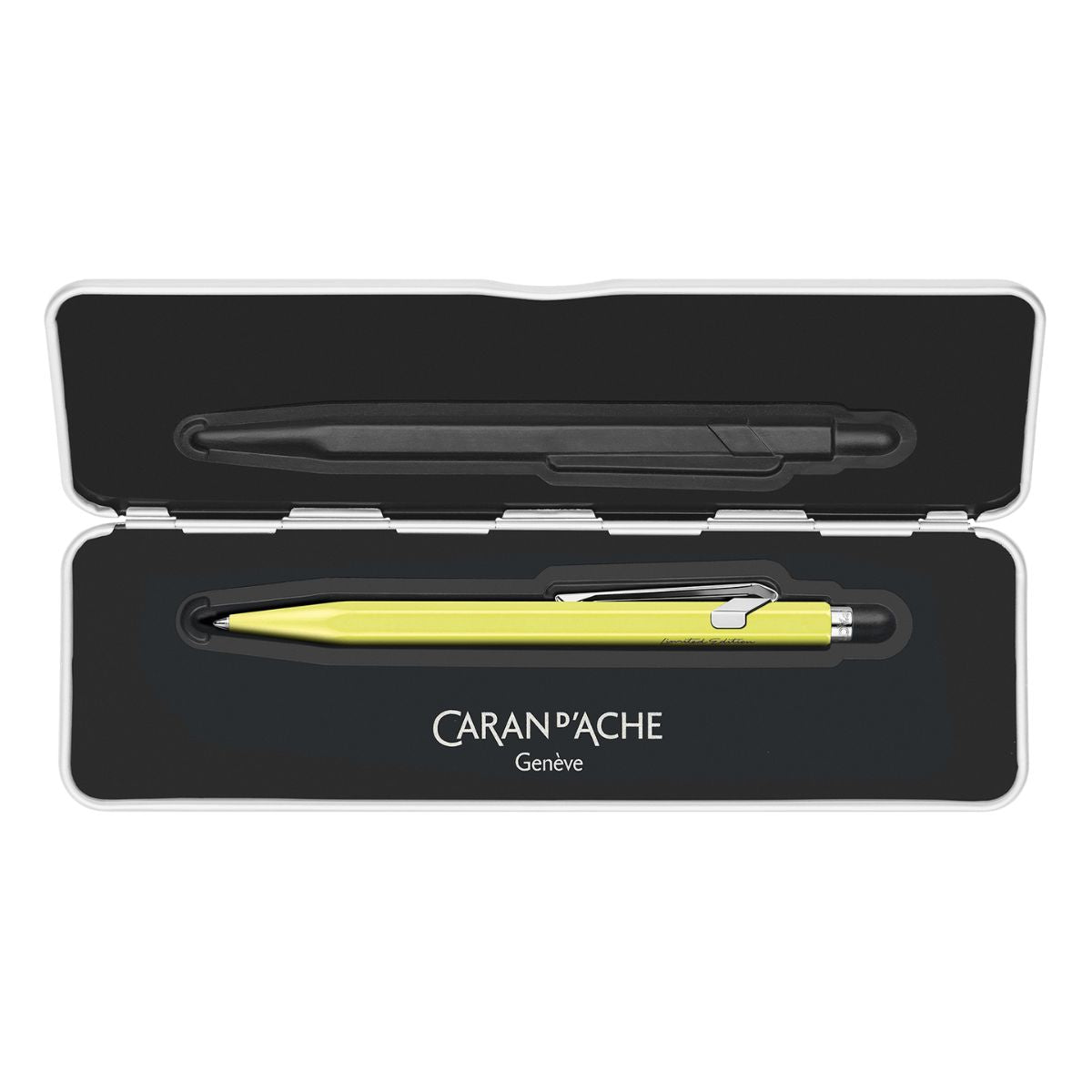 Caneta Esferográfica 849 Caran D'ache Neon Yellow com Estojo de Lata