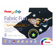 Tinta Aquarela para Tecido Fabric Fun Pentel 6ml com 8 Cores Metálicas