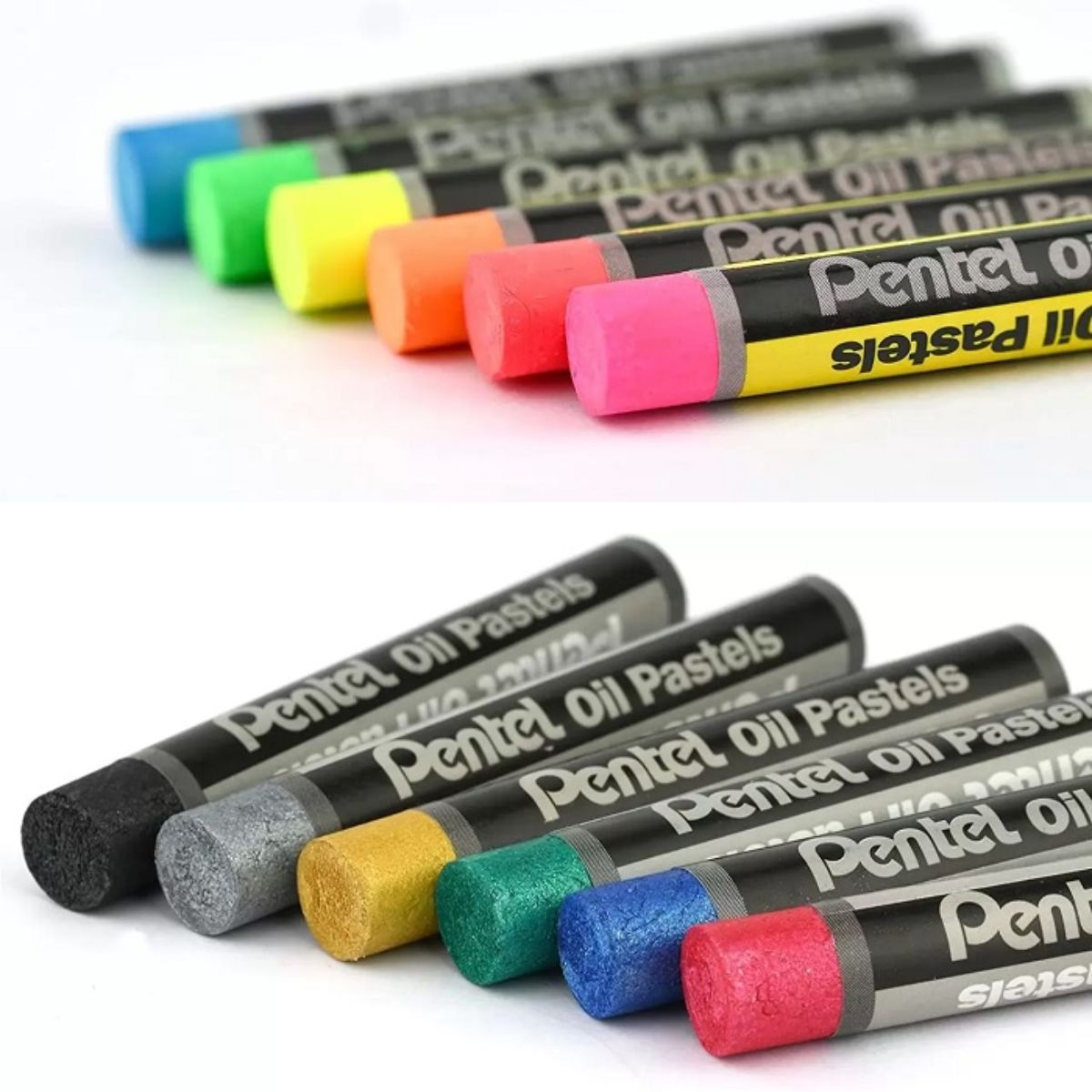 Estojo Giz Pastel Oleoso Phn Pentel 6 Cores Metálica /6 Cores Fluorescente