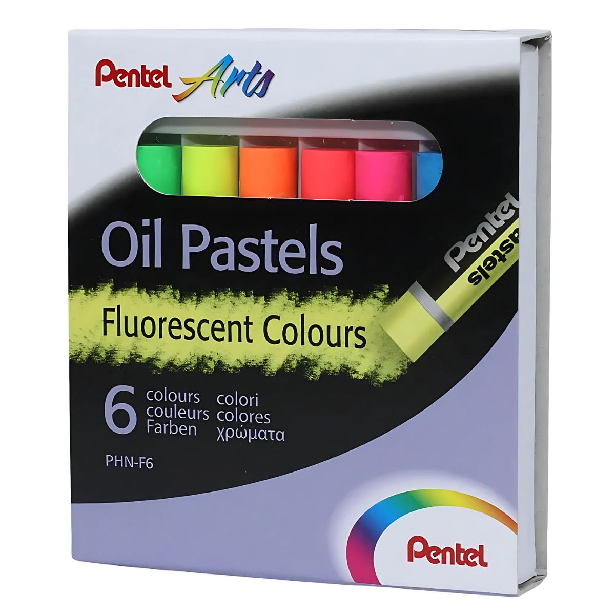 Giz Pastel Oleoso Phn 6 Cores Fluorescentes - Pentel