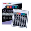 Estojo Giz Pastel Oleoso Phn Pentel com 6 Cores Metálica