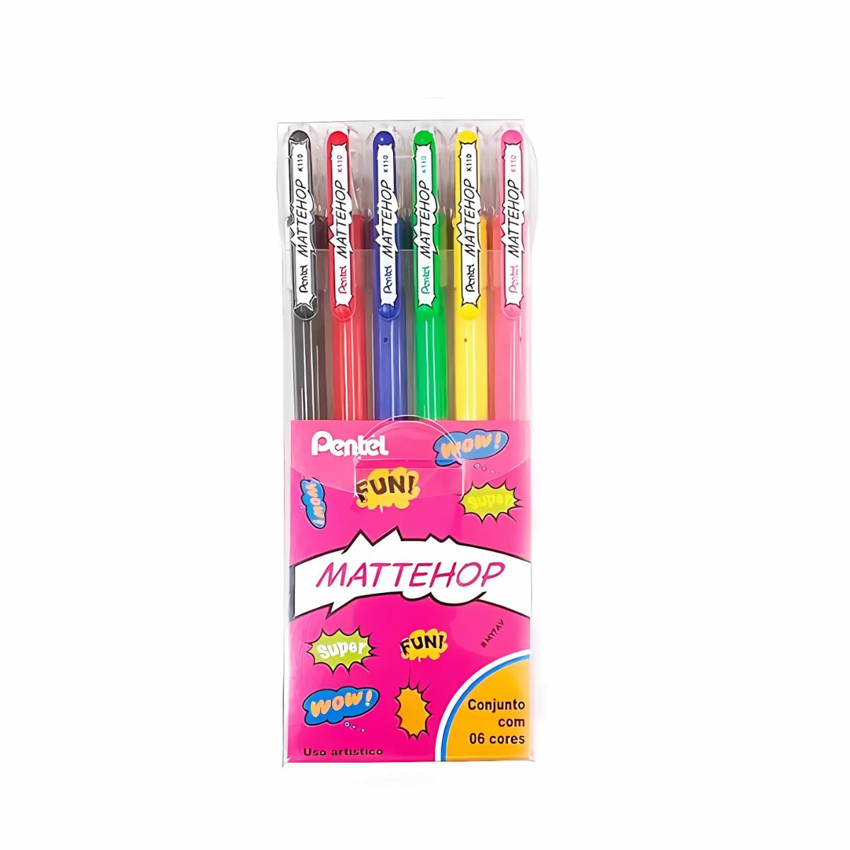 Caneta Gel Pentel Mattehop Roller 1.0Mm com 6 Cores