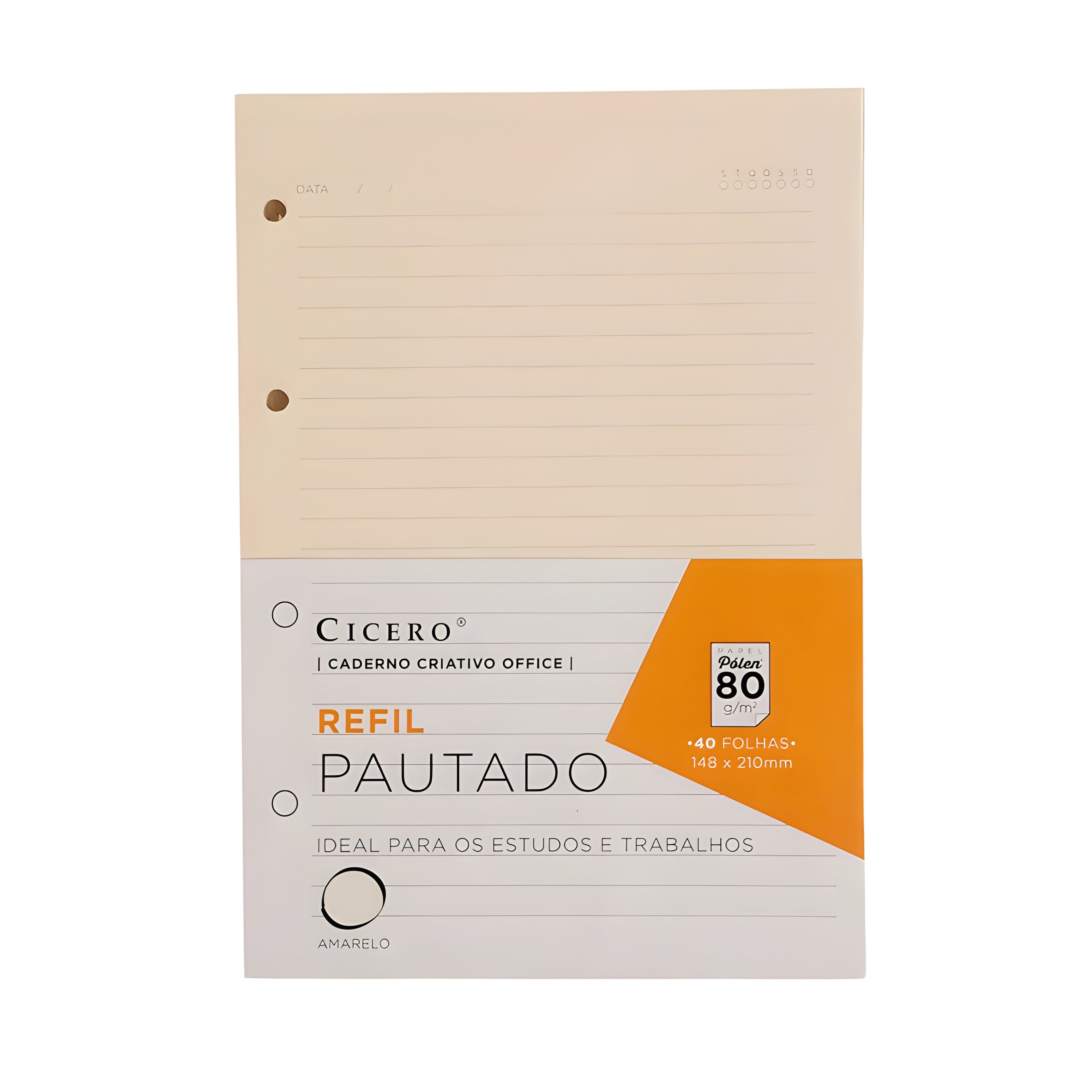 Refil Caderno Criativo Cicero Office 17x24cm Pólen Pautado 40 Folhas