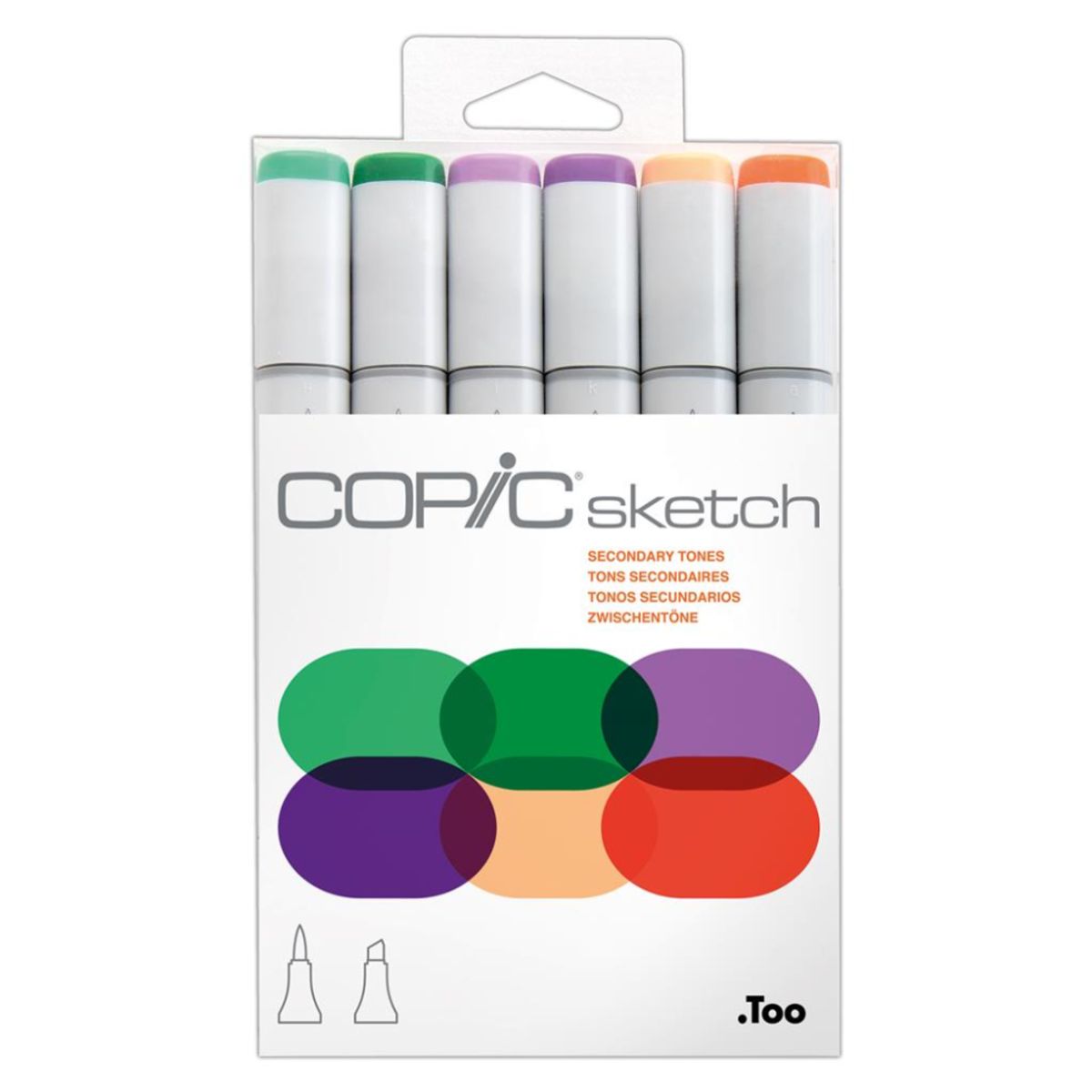 Estojo Marcador Copic Sketch Ponta Dupla com 6 Cores Tons Secundários